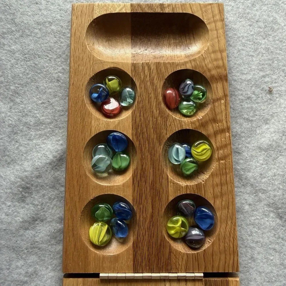 Cardinal Solid Wood Folding Mancala Game Complete with Colorful Playing Pieces